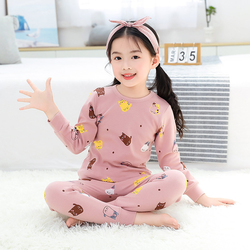 儿童睡衣纯棉衬衣线裤男童保暖内衣女童宝宝秋衣秋裤中小童棉毛衫|undefined