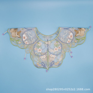 Cute deer embroidered organza children's cloud shoulder fake collar ancient style Tang and Han clothing accessories collar shawl