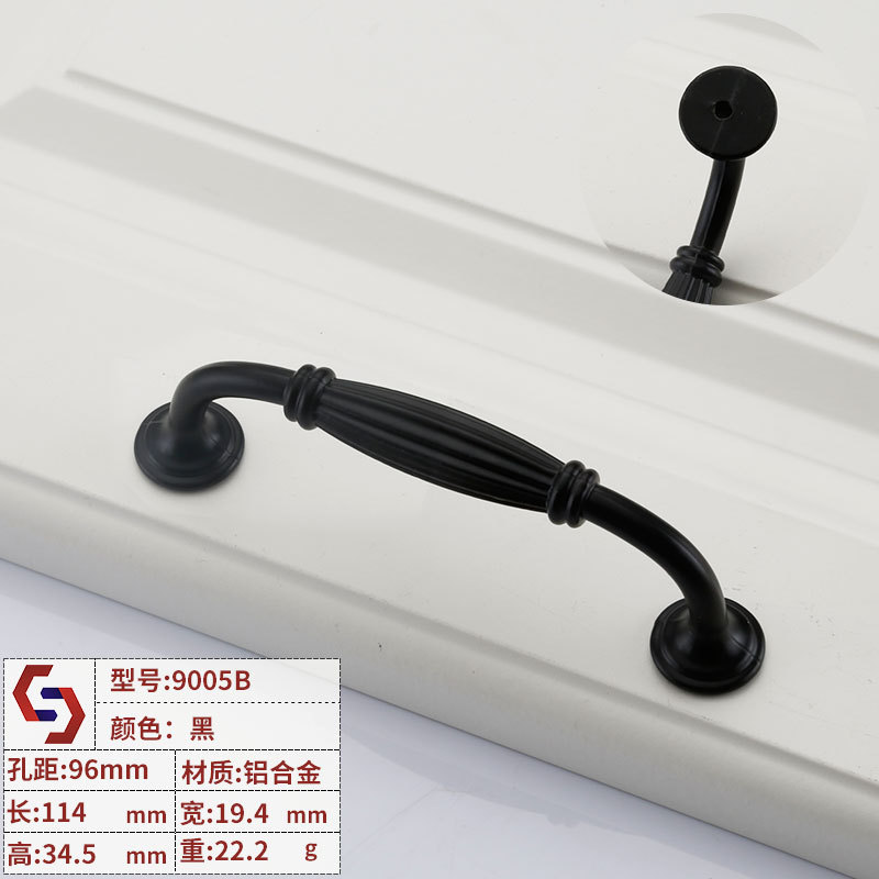 Directo de fábrica de un solo agujero sólido accesorios de hardware de muebles cajón de la puerta del gabinete manija del armario negro americano