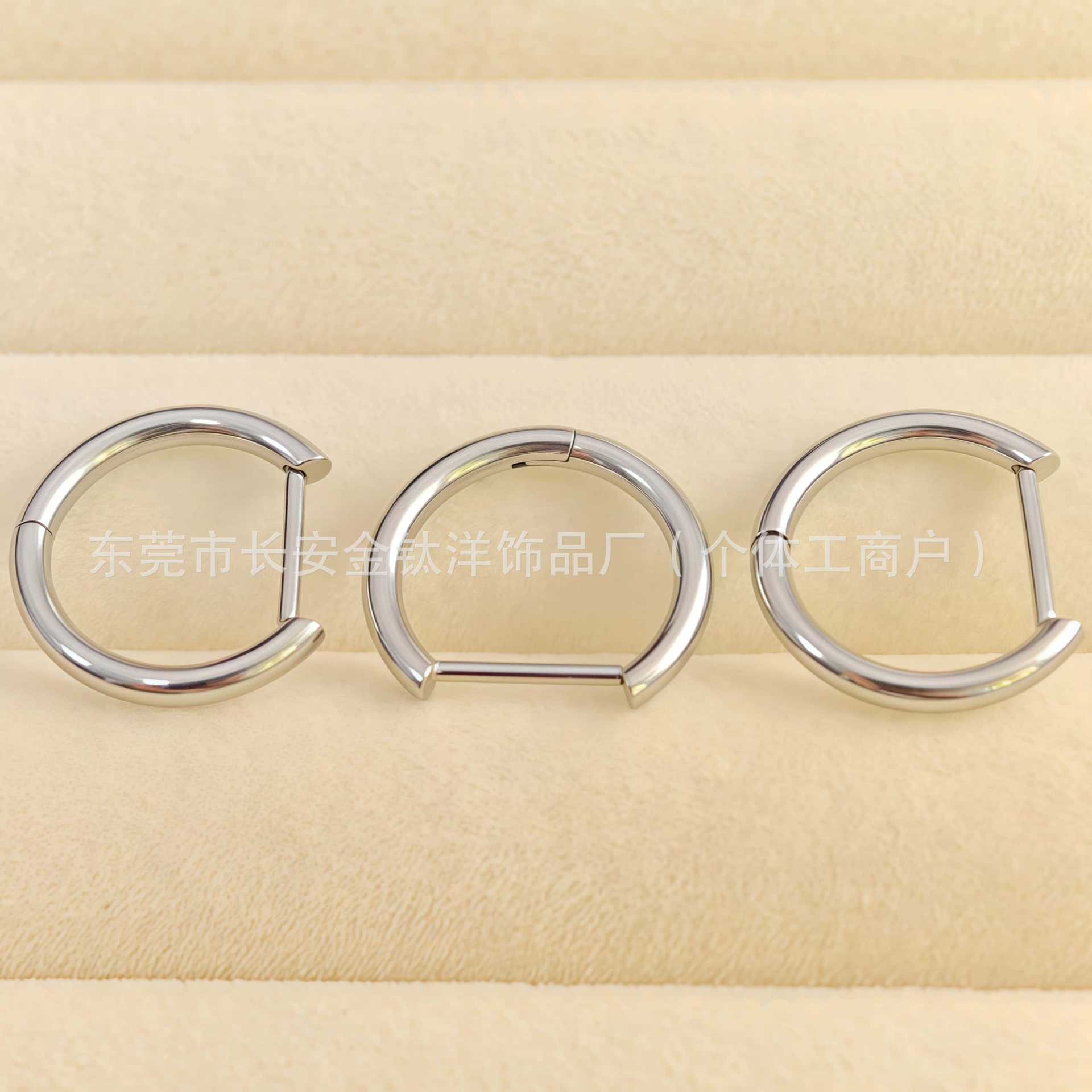 F136 Titanium Straight Needle D-Type Earrings, Ear Hoops, Nose Rings, Lip Rings, Closed Ear Bone Rings, Body Piercing Jewelry detail image 7