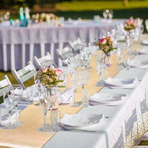 Direct Selling Disposable Party Peva Round Tablecloth with Polyester Table Banner Waterproof Oilproof