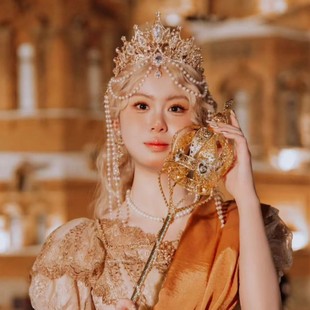 Princess Alien Crown Hair Accessories Tassel Dunhuang Vintage Golden Crown Headwear Travel Pat Eyebrow Chain Hair Accessories