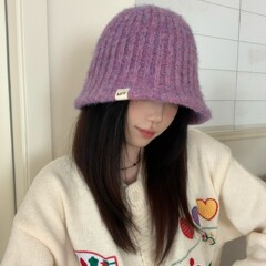 韩系秋冬保暖针织渔夫帽女气质百搭素颜盆帽显脸小水桶帽毛线帽子