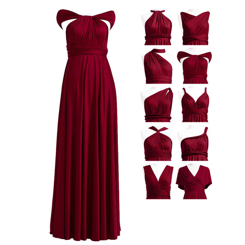 Amazon bridesmaid dress with lace-up convertible European and American foreign trade long dress chiffon winding fairy temperament dress