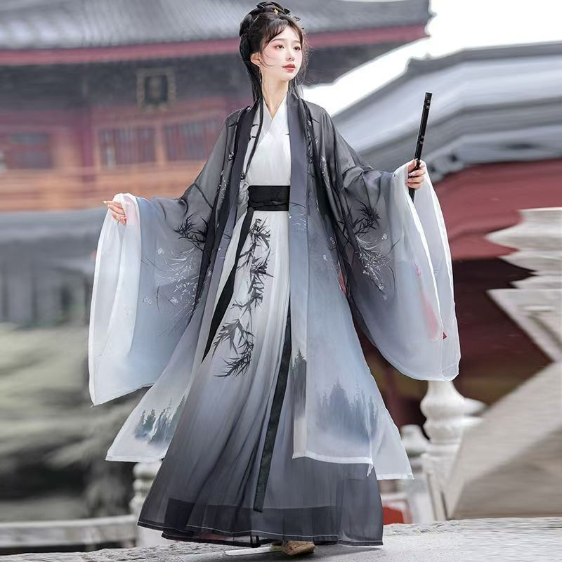 男女同款宋制原创2024成人新品齐腰水墨国风改良日常学生套装春夏