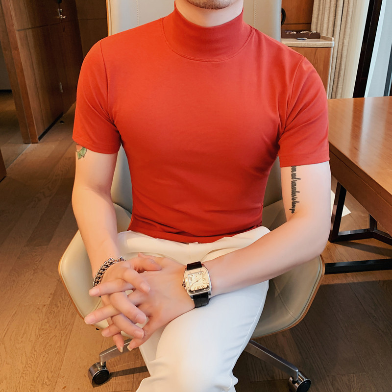 오렌지색 하프 터틀넥