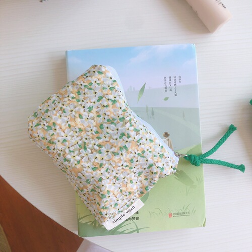 [Sushi Cloth Bag] Korean Floral Mini Cotton Coin Bag Headphones Lipstick Storage Bag Menstrual Bag Card Holder