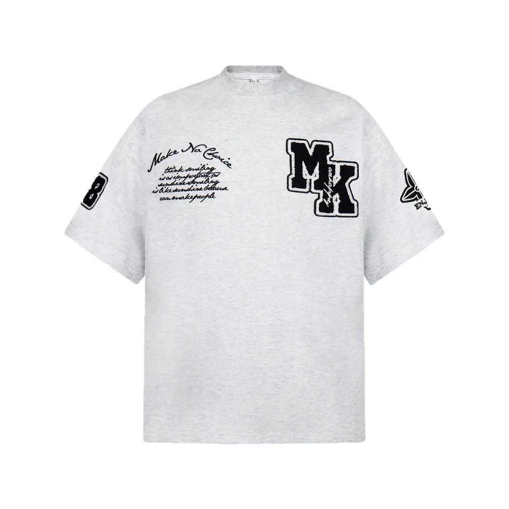 Tide, velvet cotton short sleeve T-shirt for leisure, American style, with embroidery, with short sleeve, round collar