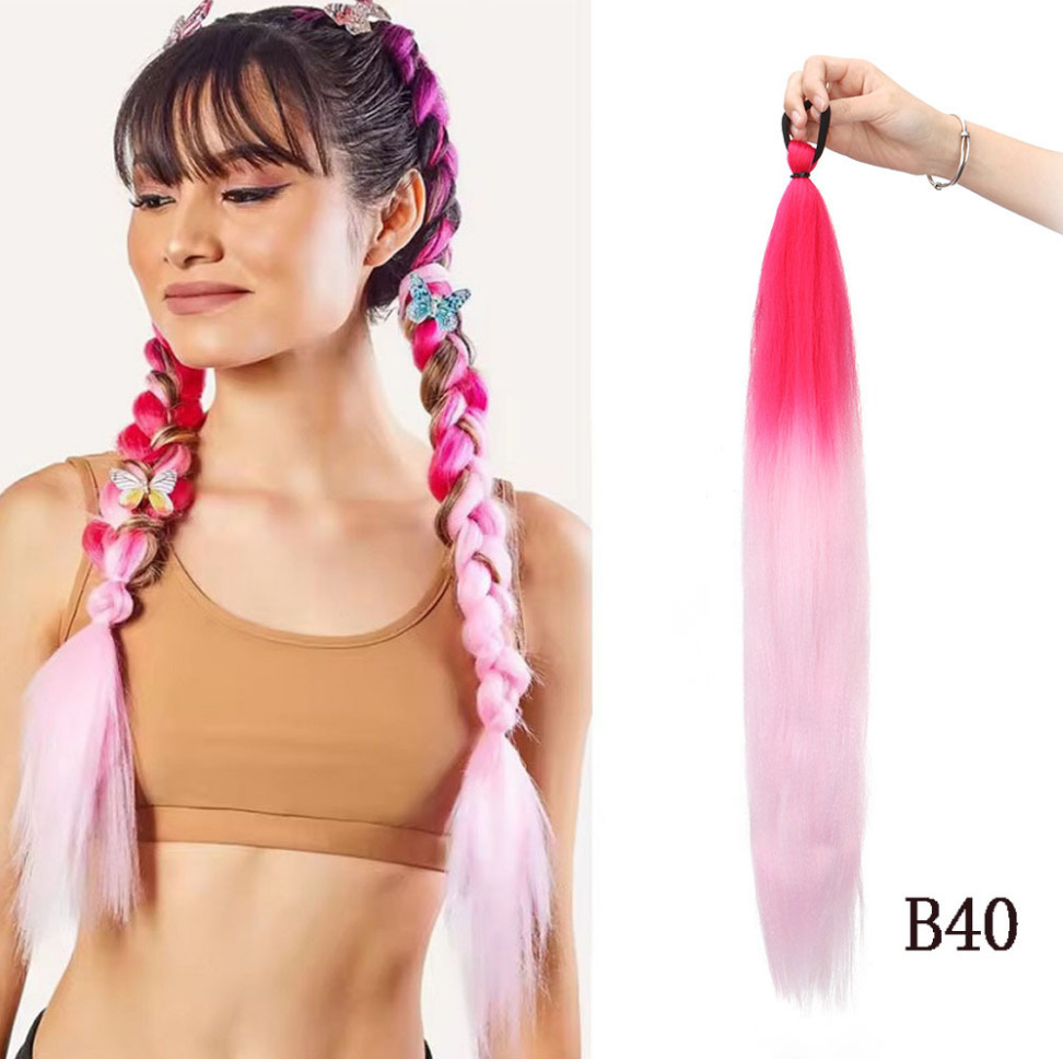 Fábrica de niñas elásticas pelucas de cola de caballo trenzas de boxeo trenzas de cuerda elástica de color trenzas de caballo para niños pelucas de cola de caballo