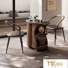 功夫茶几岩板实木轻奢移动智能小茶车简约桌面带轮客厅边几泡茶桌