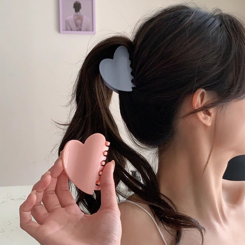 クリーム色のミディアムラブクリップ、アクリルシャーククリップ、後頭部ヘアクリップ、ポニーテールヘアクリップ、ヘアアクセサリー|undefined