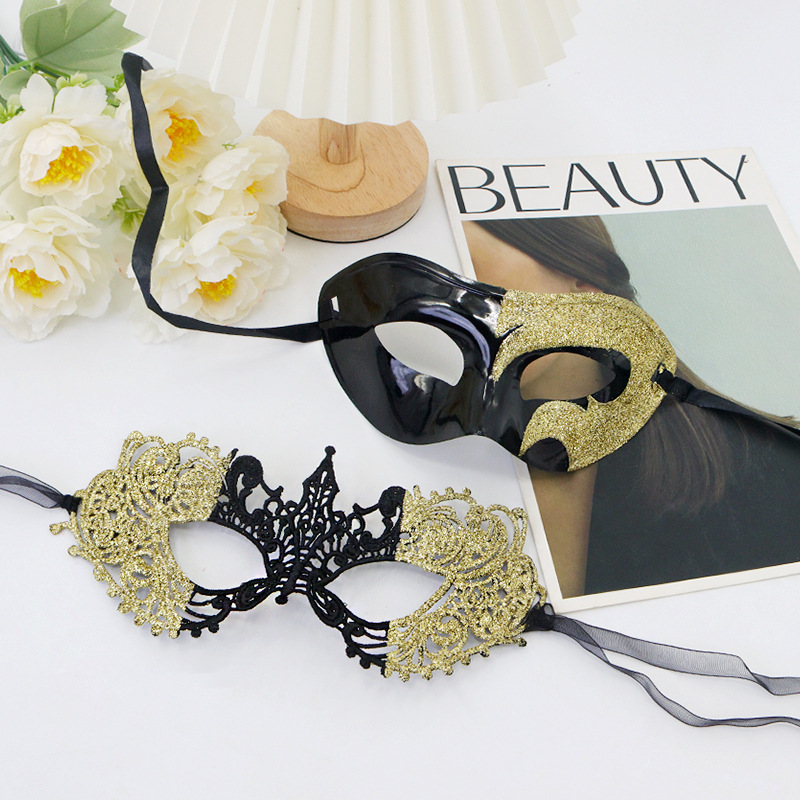 Explosiones de Halloween jazz mitad cara encaje plano plástico duro pintura aerosol máscara de fiesta masculina y femenina mayorista