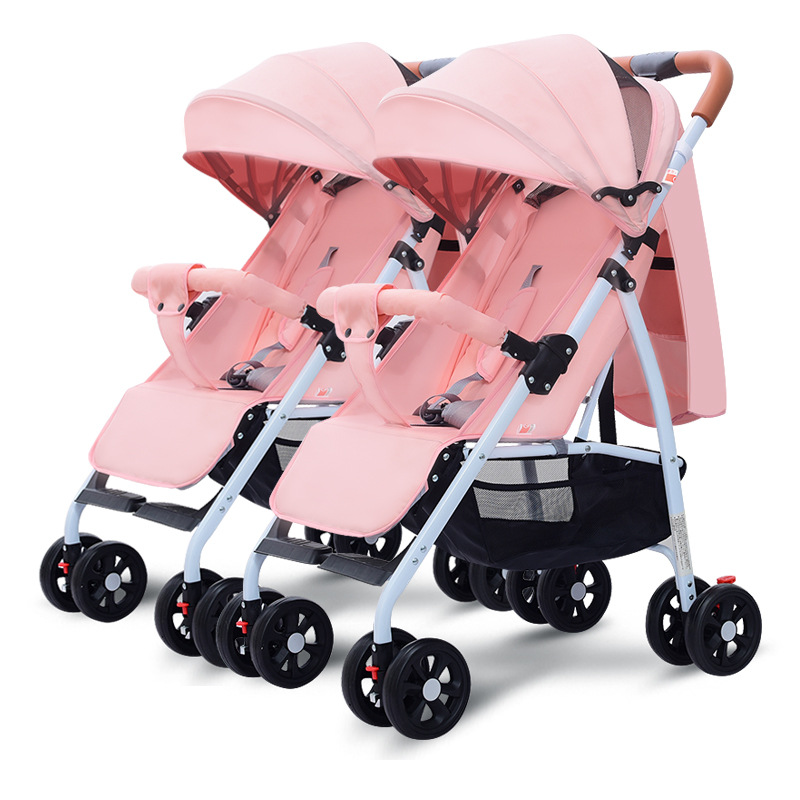 Cochecito doble que se puede usar como cochecito para bebés, permite sentarse y acostarse, ligero, plegable, un gran herramienta para pasear con los niños, se puede sentar y plegar.