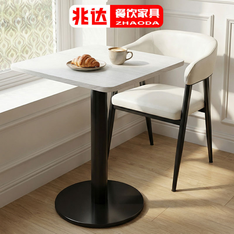 French-Style Coffee Shop Black and White Tables and Chairs, Modern Minimalist Soft Cushion Chairs, Afternoon Tea, Instagram-Style Home Use, 60cm Meeting Table