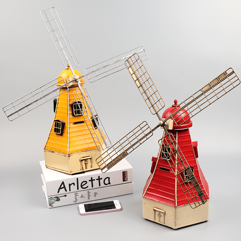 创意荷兰复古风车客厅桌面摆件书架装饰品服装店铺柜子置物架摆设