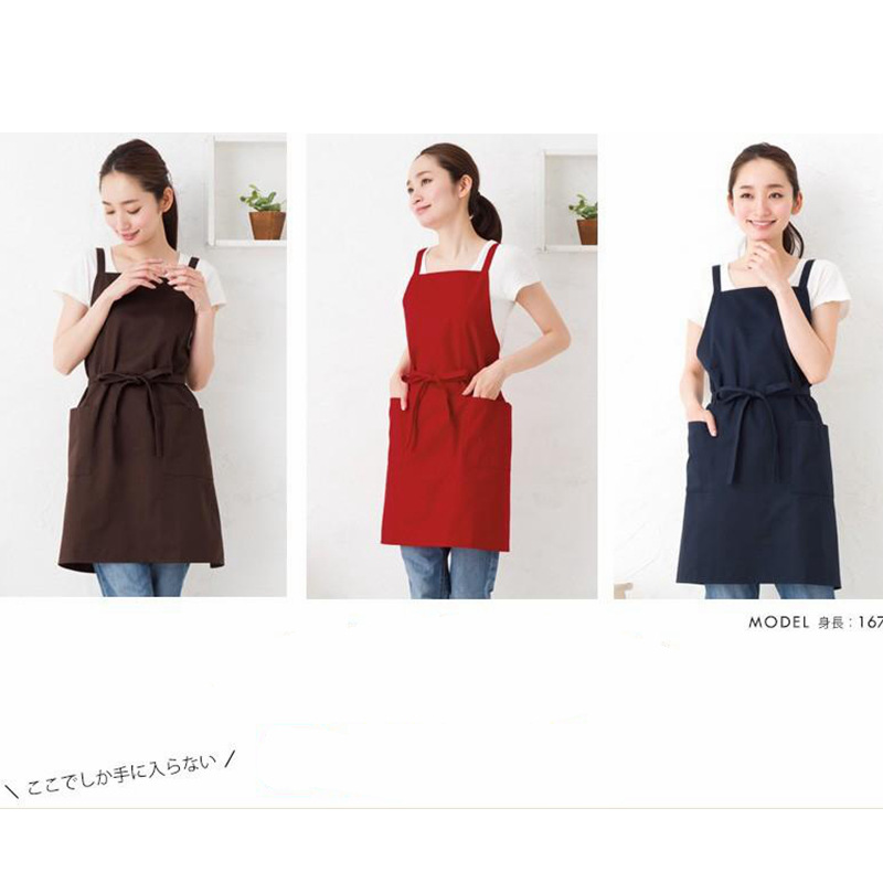 Estilo japonés impermeable Comercio exterior doble correa de hombro Cruz marca nuevo delantal moda cafetería casa fábrica directa delantal estilo coreano