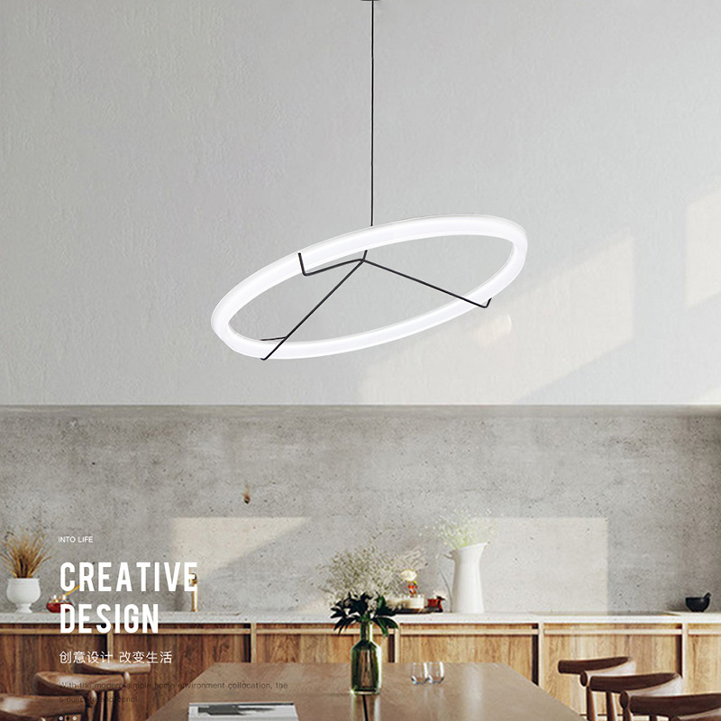 Ins Modern Simple Circle Acrylic Chandelier Home Lighting Bedroom Dining Room Led Living Room Lamp Room Lamps