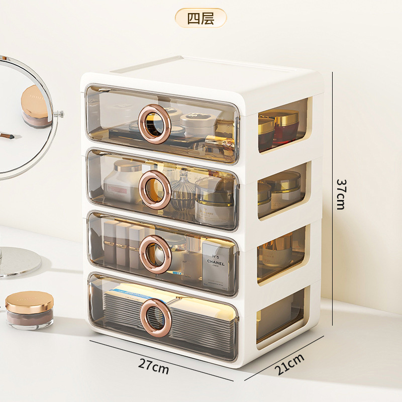 Caja de almacenamiento de cosméticos a prueba de polvo de escritorio transparente tocador de gran capacidad de cuidado de la piel de alto grado de almacenamiento rack de acrílico caja