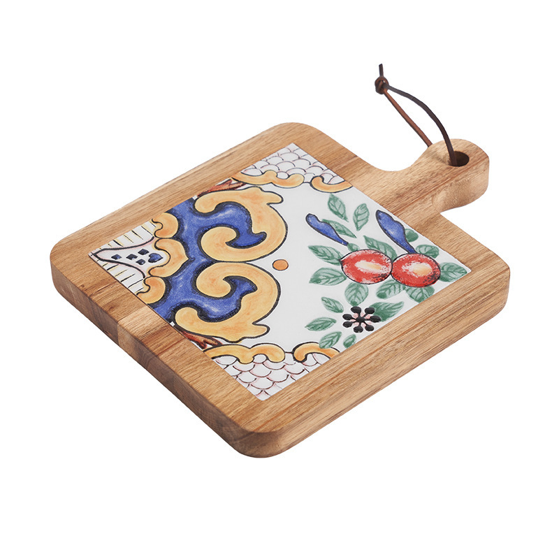 Madera maciza vintage azulejo mantel estera de aislamiento estera de mesa creativa anti-escaldado cazuela estera olla grande japonés nuevo