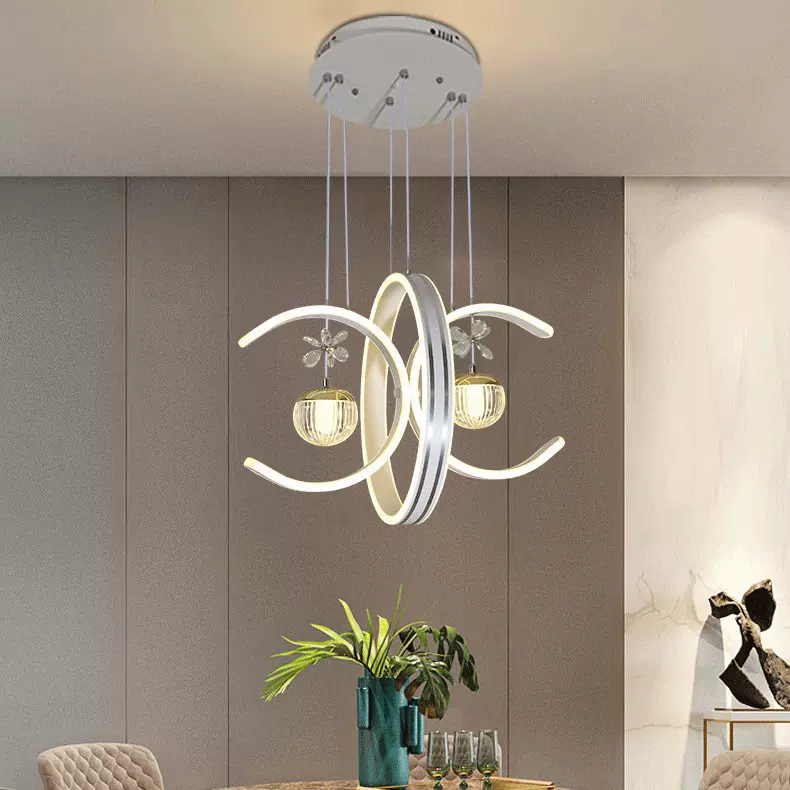 跨境法式卧室吊灯环形发光水晶吊灯玄关家用吊灯简约卧室餐厅吊灯