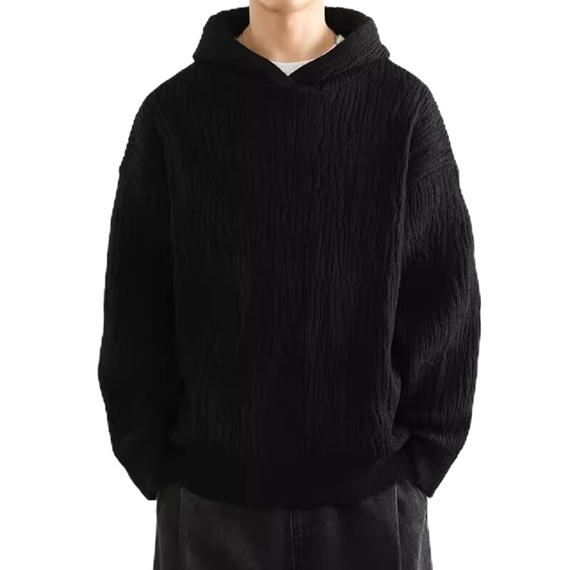 Explosiones transfronterizas de tamaño europeo suéter de punto con capuzas suéter de textura a rayas de hombre viejo viento de otoño y invierno fábrica al por mayor