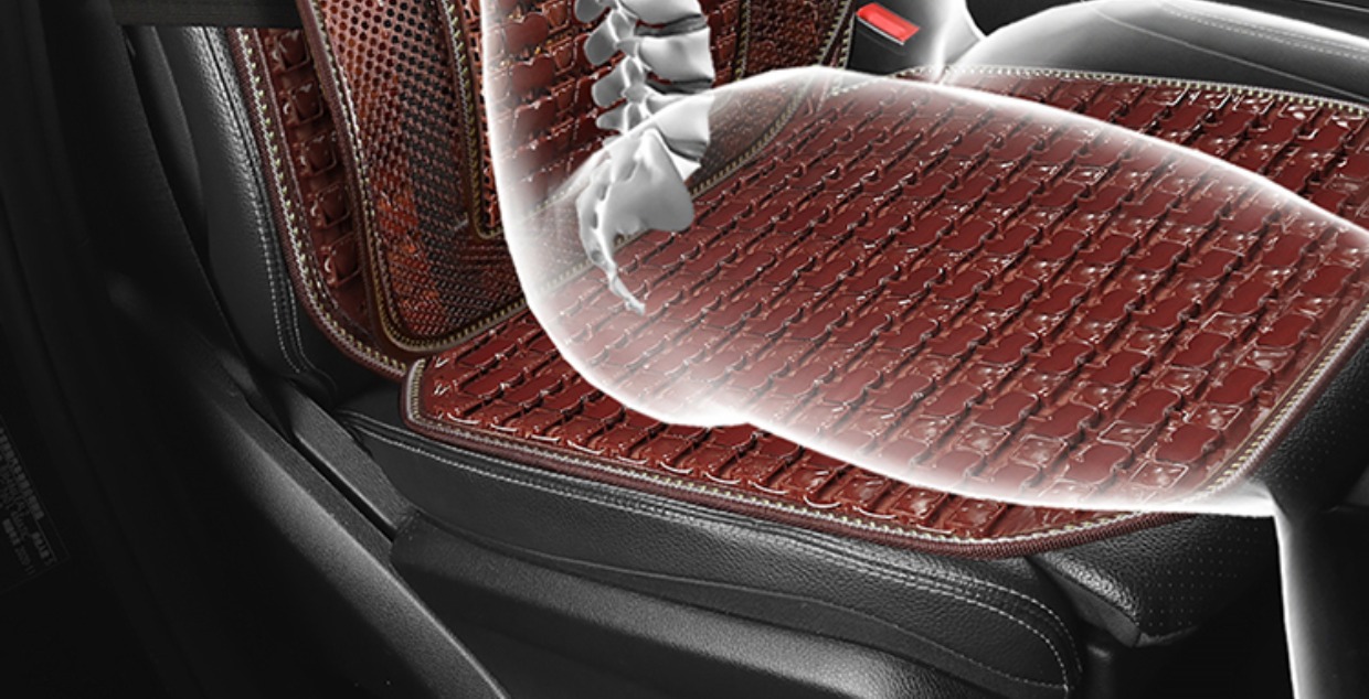 2026 New Summer Bamboo Car Seat Cushion Set, Suitable for All Seasons, Ventilated and Breathable Massage Lumbar Cushion for Trucks, Multi-Piece Set