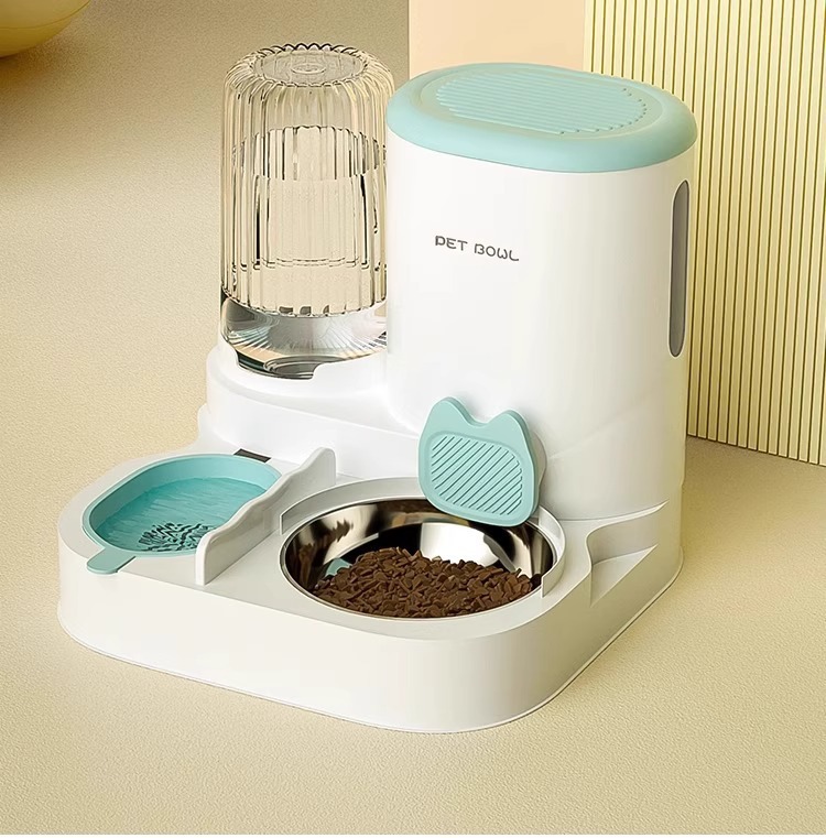 Automatic Cat Feeder With Water Dispenser Double Pet Dish Bowl_voghion.com