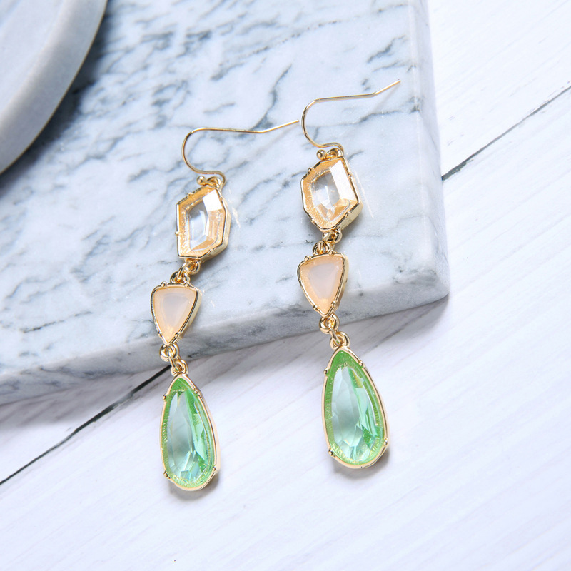 1 Pair Elegant Water Droplets Inlay Alloy Artificial Gemstones Drop Earrings display picture 4