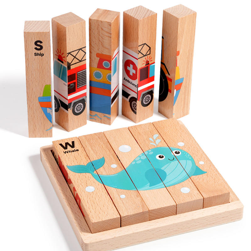 Educación infantil infantil puzzle de madera estereoscópico puzzle animal panel de cognición animal bebé mano agarra juguetes de madera