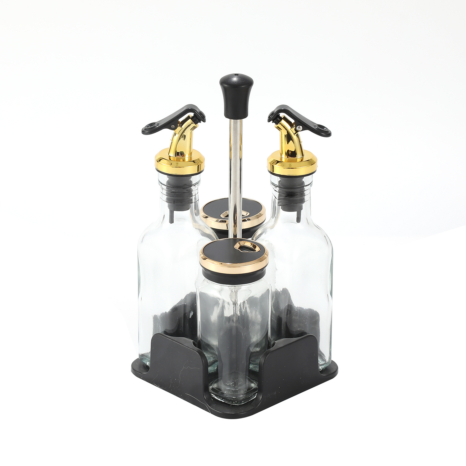 Botella de condimento de vidrio de cocina ligera de lujo al por mayor humedad lata de sal condimento lata de botella de sal