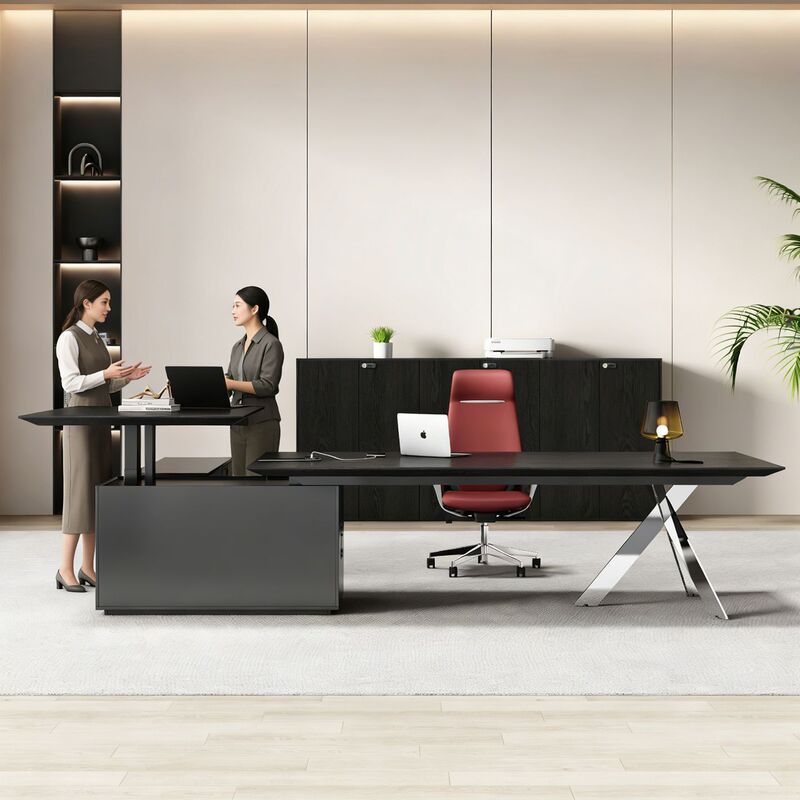High-end boss desk with electric height adjustment, smart luxury executive desk, simple design, standing desk for leaders and supervisors