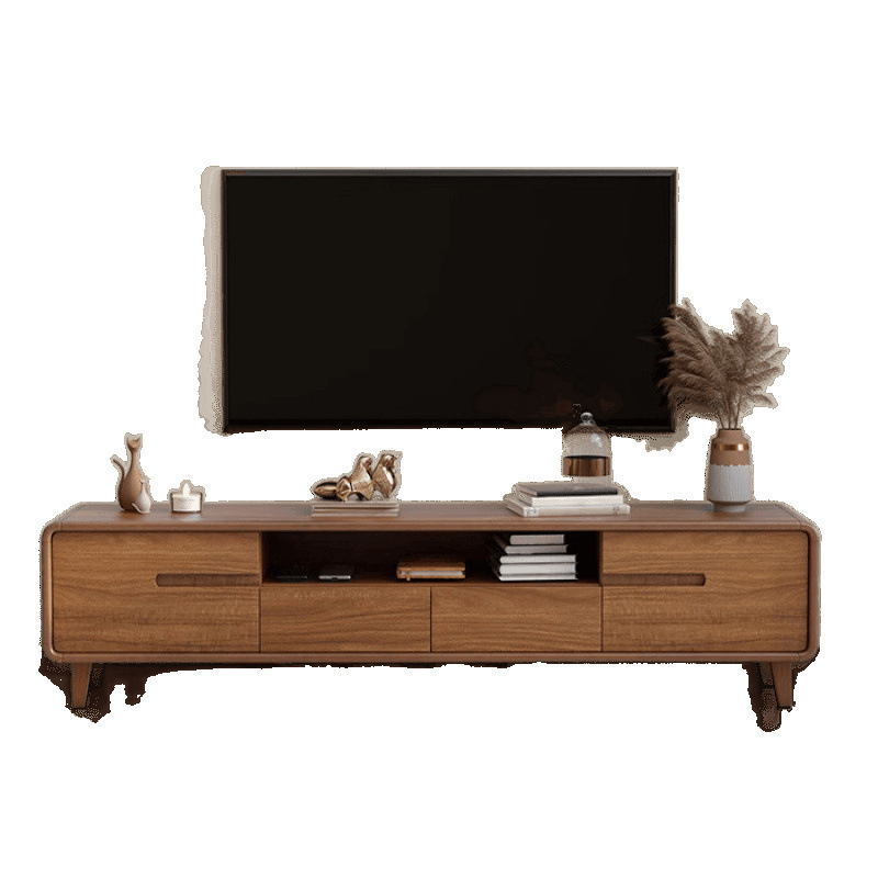 新しいテレビキャビネットとコーヒーテーブルの組み合わせセット小さなアパートのリビングルームホームモダンシンプルなフロアウォールナットカラーライト高級キャビネット|undefined