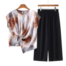 妈妈夏装短袖小衫上衣中老年人夏季裤裙套装收腰2025新款女两件套