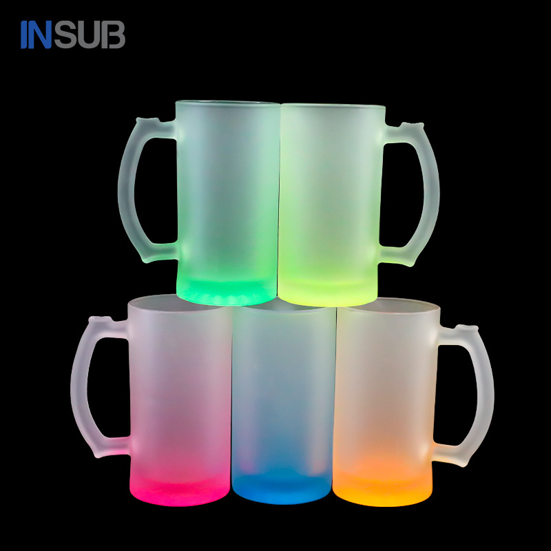 Transferencia térmica 16oz vidrio gradiente esmerilado sublimación térmica logotipo impresible taza de publicidad taza de regalo taza de vidrio