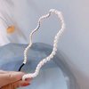 Headband from pearl for bride, woven hair accessory handmade, retro hairpins with bow, internet celebrity, simple and elegant design