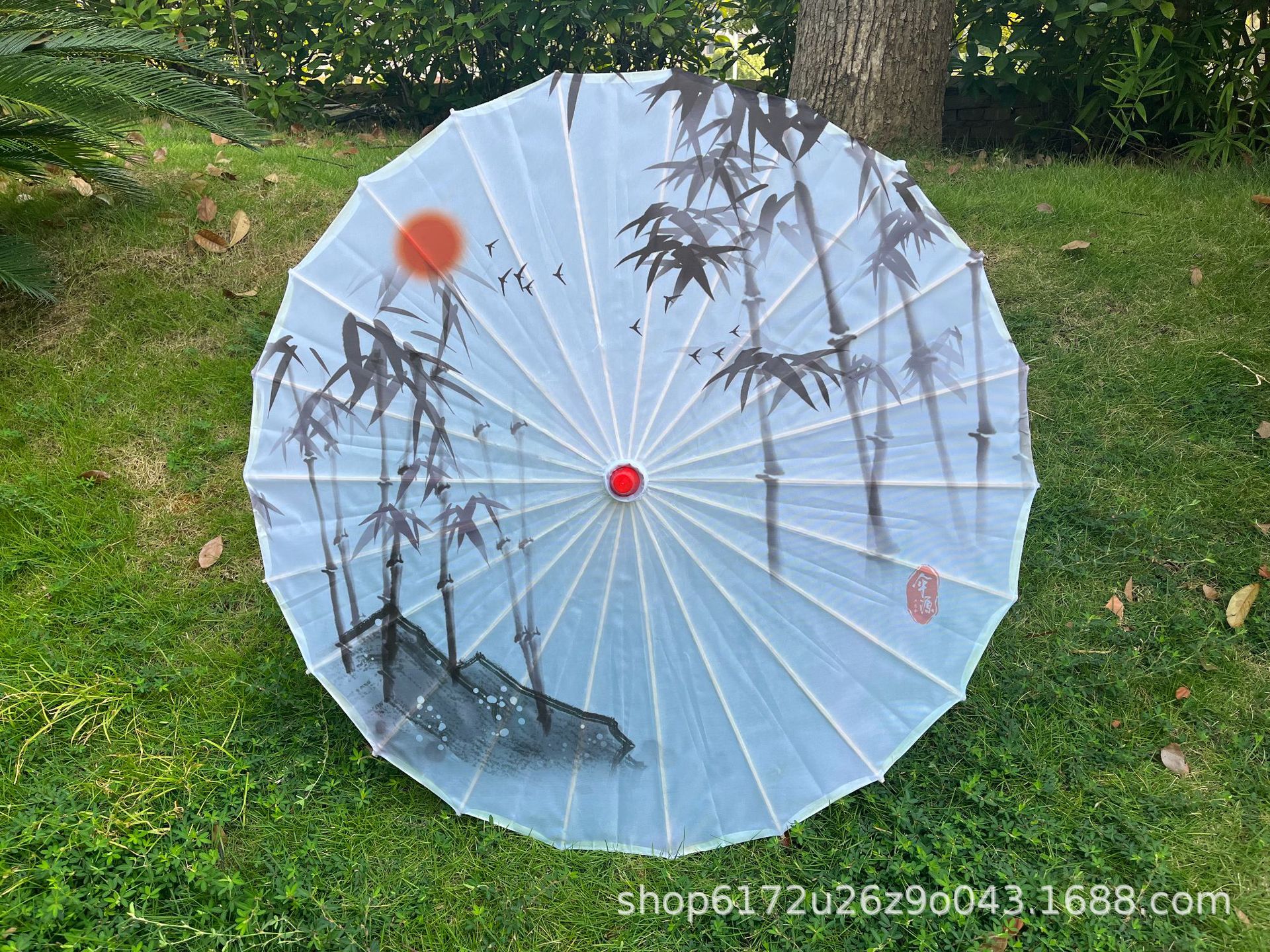 Artesanía paraguas de madera maciza Polo danza paraguas cheongsam paraguas de seda rendimiento paraguas decorativo techo flor paño paraguas aceite papel hanfu paraguas