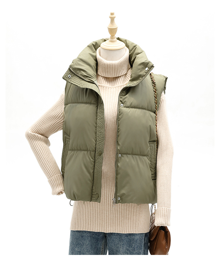 外国貿易のクロスボーダーのダウンの綿服の馬甲の女性は綿の服の短いタイプの秋冬の修身の袖なしの肩の上着の馬を着て潮を挟みます。