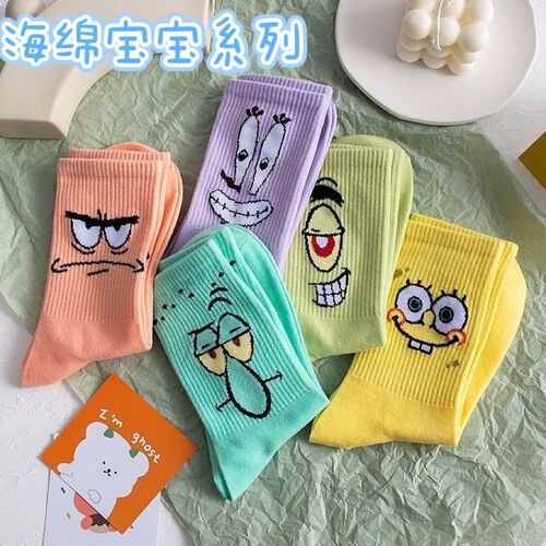Cartoon funny summer mid-calf socks cross-border hot selling couple sports and leisure colorful spring and autumn ins trendy foreign trade socks