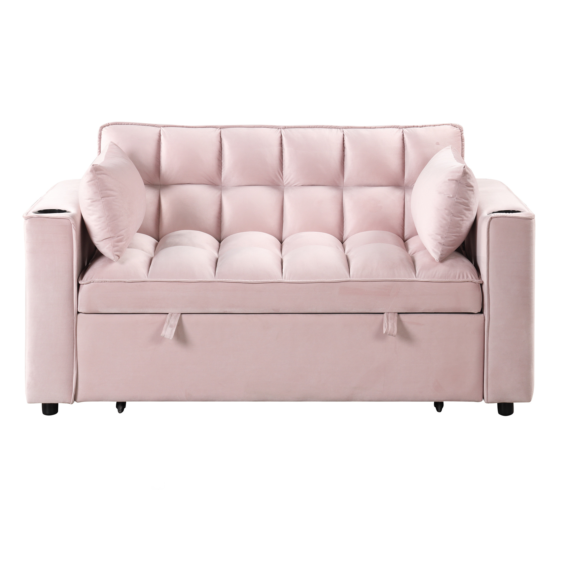 Cream Sands moderna mini sala de estar ultra ancha sentada profunda línea recta suave plum mat sofá de tela image 2