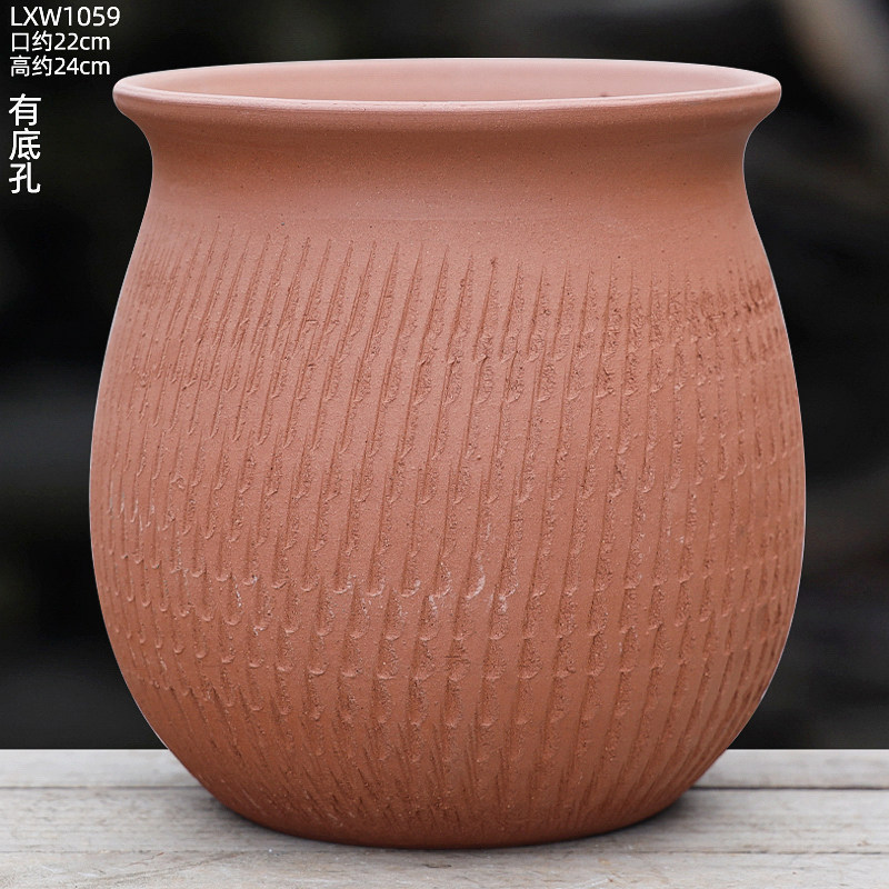 Lata de leche de vientre grande de cerámica roja