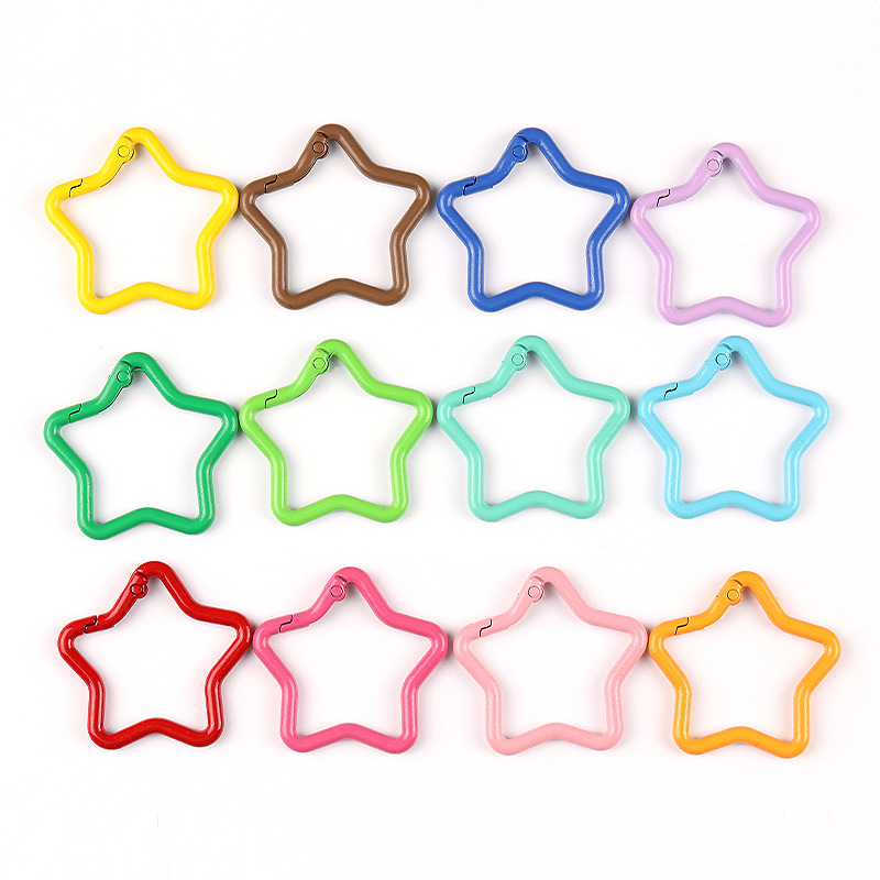 Painted Colorful Five-Pointed Star Spring Buckle Carabiner Keychain Hanging Buckle DIY Jewelry Accessories Connecting Ring Buckle