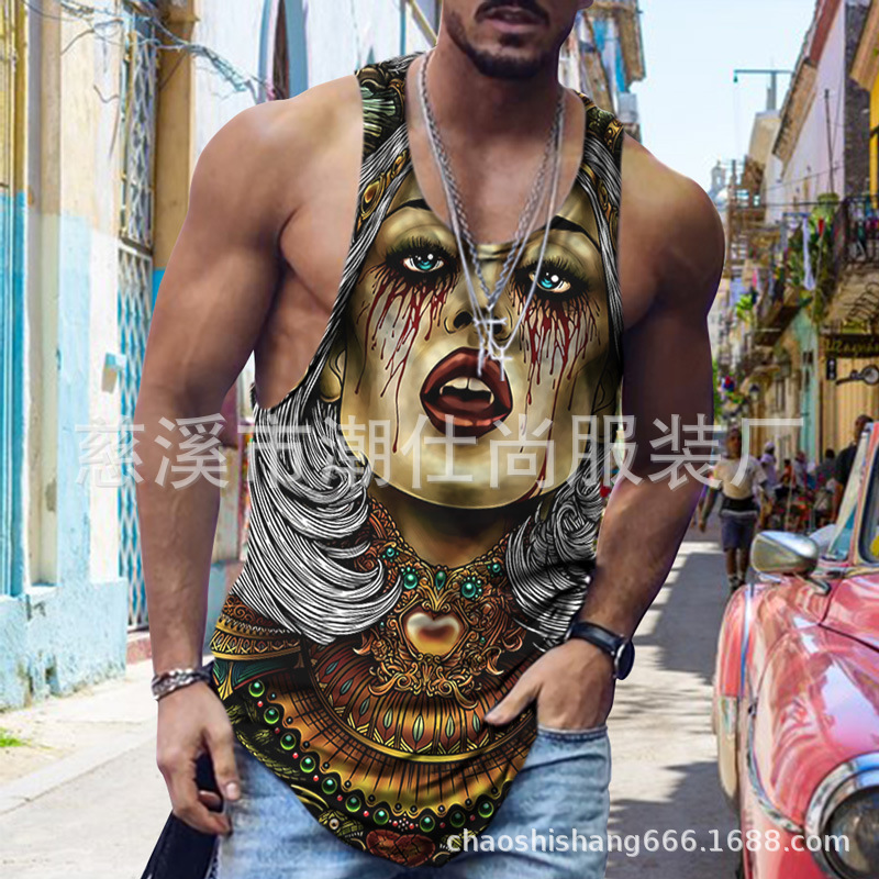 Camiseta sin mangas hombre fitness running verano estilo europeo Venom