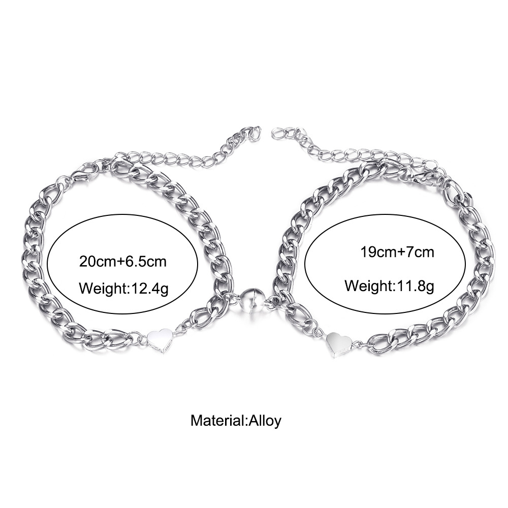 Neue paar armband legierung magnet anziehung paar armband ein paar legierung kette Liebe armband_voghion.com