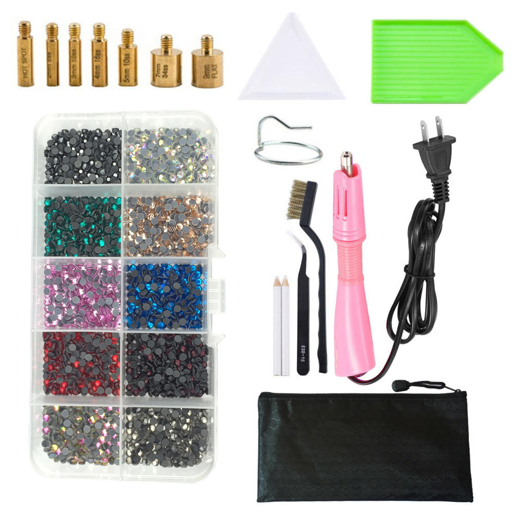 Máquina de perforación en caliente traje DMC fondo plano accesorios de herramientas de perforación en caliente pinzas Punto de ropa pluma de perforación bolsa de almacenamiento transfronterizo Amazon