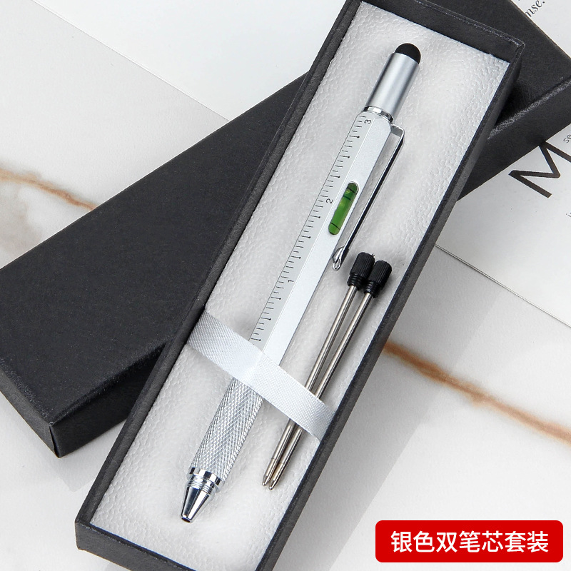 Regla de Metal Multifuncional 6 en 1 con Pantalla Táctil, Nivel, Destornillador Hexagonal y Bolígrafo