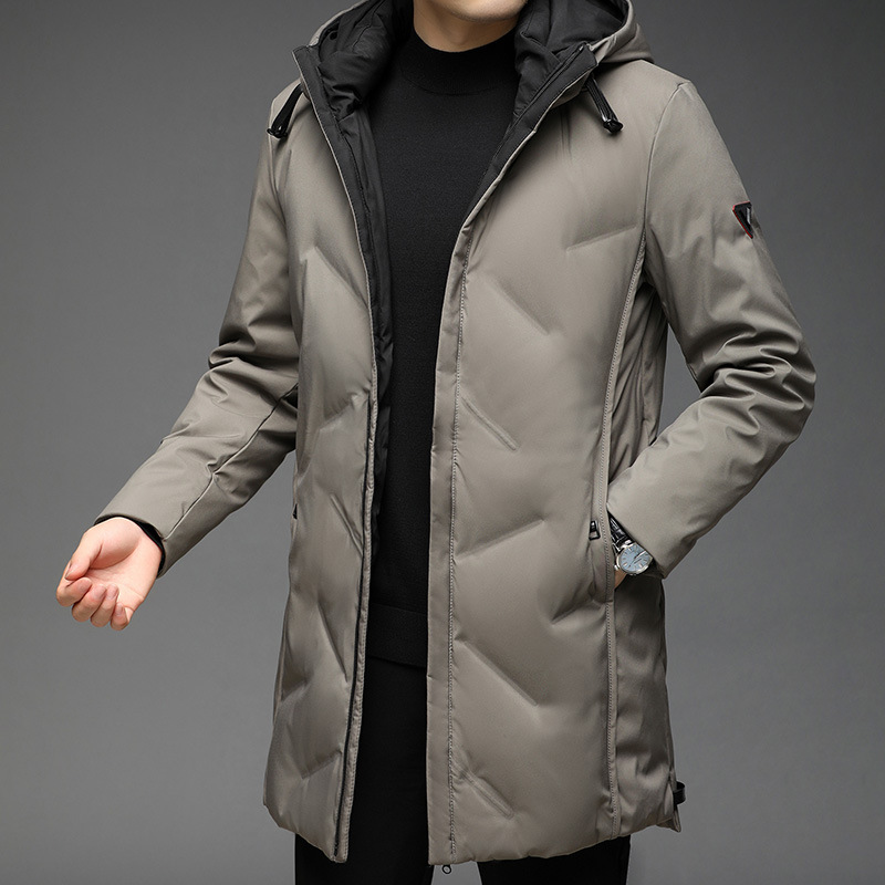 Chaqueta de invierno de pato blanco para hombre nueva capa de moda de mediana longitud engrosada para hombre de talla grande