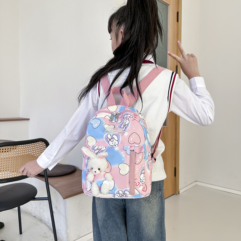 2024 nuevo kindergarten mochila de dibujos animados lindo conejito estudiante mochila de lona para niños Mochila pequeña y ligera