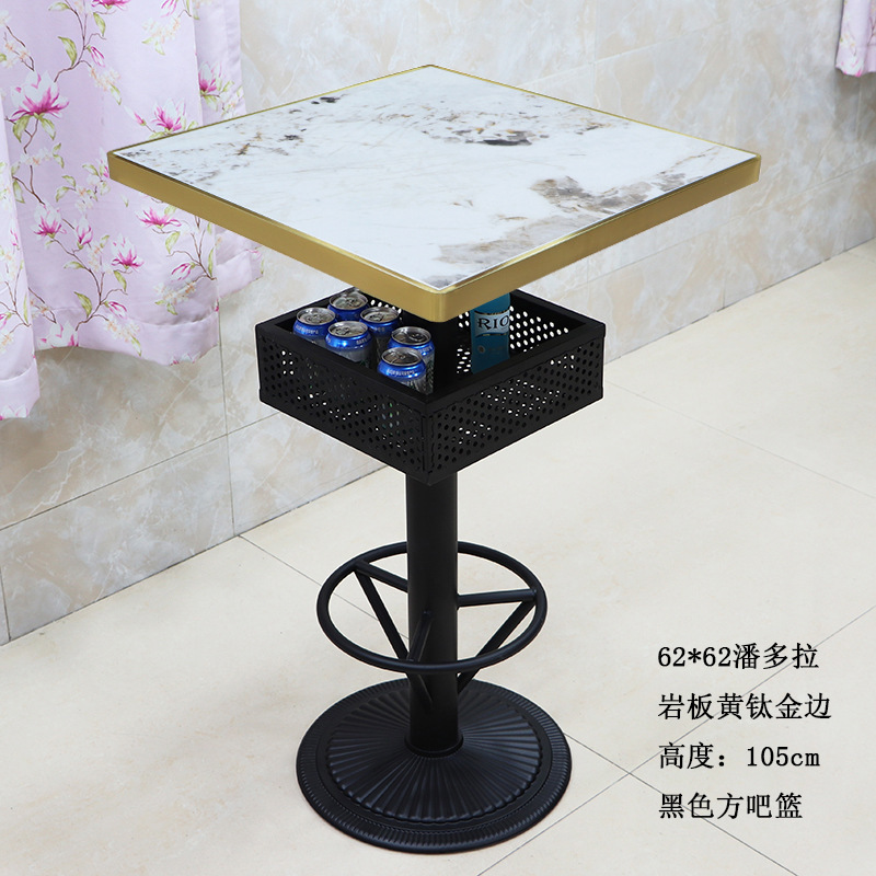 大理石の高いバーのテーブルと椅子の組み合わせ岩板石英石の高足テーブルは静かにしましょうKTV散台テーブルと椅子|undefined