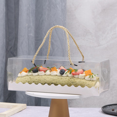Rectangular transparent PET cake roll packaging box portable Swiss roll cake box baked pastries national trend packaging box