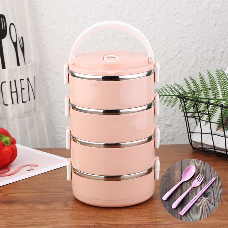 Caja de almuerzo de tres capas de acero inoxidable, caja de almuerzo de aislamiento térmico, caja de almuerzo dividida para adultos con caja de cubierta, estudiante, niña